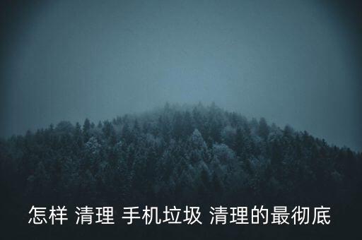 怎样 清理 手机垃圾 清理的最彻底